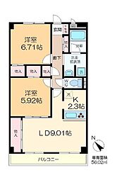 マーメイドラグーン 2LDKの間取図画像