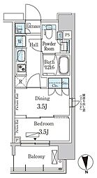 パークアクシス上野イースト 14階1DKの間取り