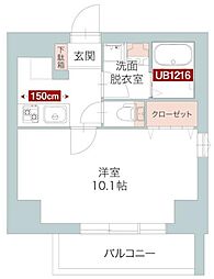 遊楽の杜 4階1Kの間取り