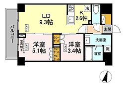 ロイジェント西新井 2LDKの間取図画像