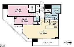 グランドメゾン白金の杜ザ・タワー 2LDKの間取図画像