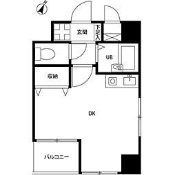 プレール市ヶ谷納戸町 5階ワンルームの間取り