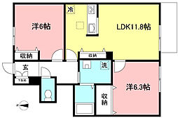 エストリーヴァドゥーエ 2LDKの間取図画像