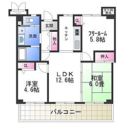 カサベルデ中百舌鳥 5階2SLDKの間取り