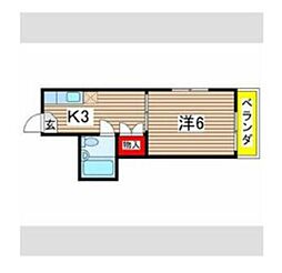 メゾンフロレアル 1Kの間取図画像