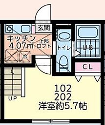 アバーロ淵野辺 1Kの間取図画像
