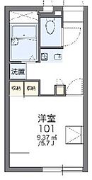 レオパレスサンライズ3 1Kの間取図画像