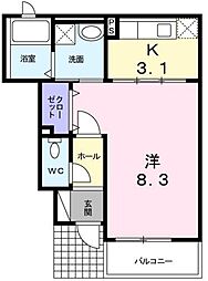 メゾン・リュミエール 1階1Kの間取り