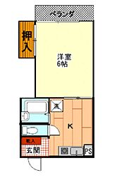 ビザビ 1階1DKの間取り