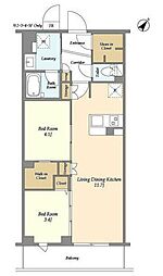 KDXレジデンス田園調布南 2階2LDKの間取り