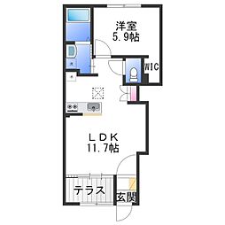 Grandeur Mihara 1階1LDKの間取り