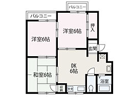 メゾンアムール 3DKの間取図画像