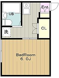 アドバンティージ 2階1Kの間取り