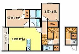 川越市南大塚4丁目アパート 2LDKの間取図画像