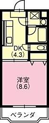プレジール 1DKの間取図画像