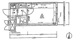 ライオンズプラザ川崎第2 2階ワンルームの間取り
