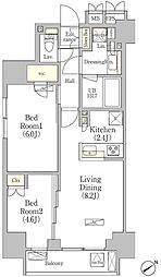 パークヴィラ恵比寿 2LDKの間取図画像