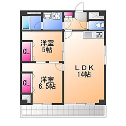 ベルフィオーレなかもず 2LDKの間取図画像