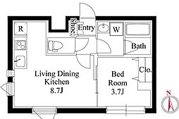 新宿区大久保2丁目マンション 1LDKの間取図画像
