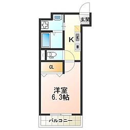 ルポゼアビコ 1Kの間取図画像