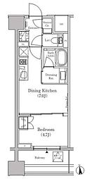 ザ・パークハビオ白金高輪 1DKの間取図画像
