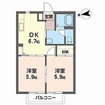 イーストヒルズ 102 ｜ 福島県郡山市大槻町字堀切西2-25（賃貸アパート2DK・1階・41.30㎡） その2