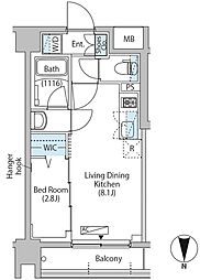 中野新橋レジデンス 2階1LDKの間取り