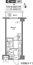 プラウドフラット神楽坂 6階1Kの間取り