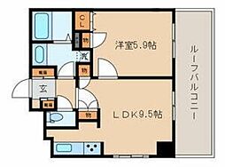 Crest本郷 2階1LDKの間取り