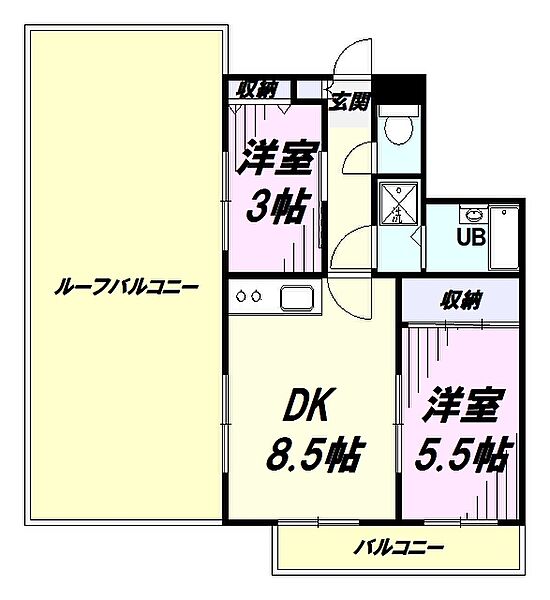 ＪＵＮプレジ福生 ｜東京都福生市大字福生(賃貸マンション2DK・4階・46.89㎡)の写真 その2