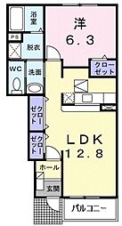 ノルテ　フロレスタI 1階1LDKの間取り