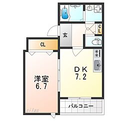 JR東海道・山陽本線 立花駅 徒歩7分の賃貸アパート 3階1DKの間取り