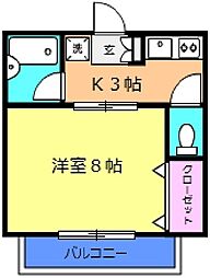 ダイヤモンドローズ梶ヶ谷 1Kの間取図画像