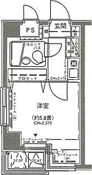 フェルテロアール祐天寺 2階1Kの間取り