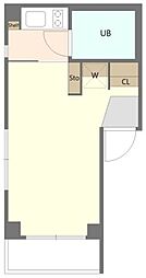 メゾン・アイル 1階ワンルームの間取り