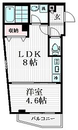 プレゾン ア トワIII 2階1LDKの間取り