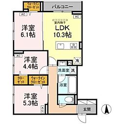 足立区鹿浜2丁目アパート 3LDKの間取図画像