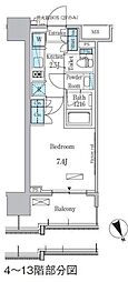 ParkAxis浅草・田原町 1Kの間取図画像