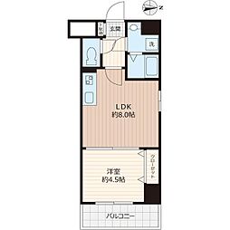 RISE COURT GG 4階1LDKの間取り