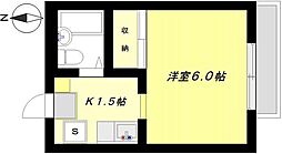 グロワールII 2階1Kの間取り
