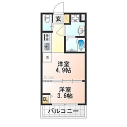 MJC京都EsTRUTH 1DKの間取図画像