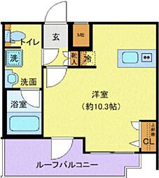京王井の頭線 高井戸駅 徒歩6分の賃貸マンション 5階ワンルームの間取り
