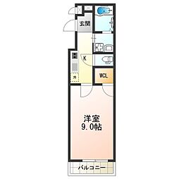 フジパレス長吉川辺サウス 1Kの間取図画像