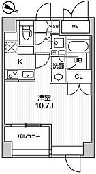 東神田テラスレジデンス ワンルームの間取図画像