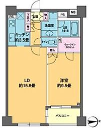 カスタリア高輪 8階1LDKの間取り