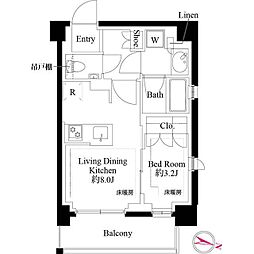 343レジデンス品川（オープンレジデンシア） 2階1LDKの間取り