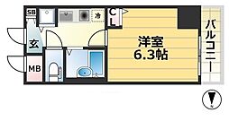 JR東海道・山陽本線 三ノ宮駅 徒歩4分の賃貸マンション 3階1Kの間取り