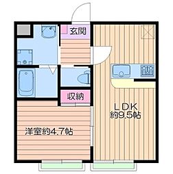 Capitol 1階1LDKの間取り