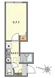 アール阿佐ヶ谷 1階1Kの間取り