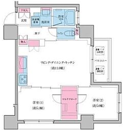 クレヴィアリグゼ日暮里 4階2LDKの間取り